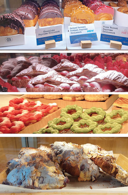 A visual sampling of the exemplary pastries available at Paris Baguette.